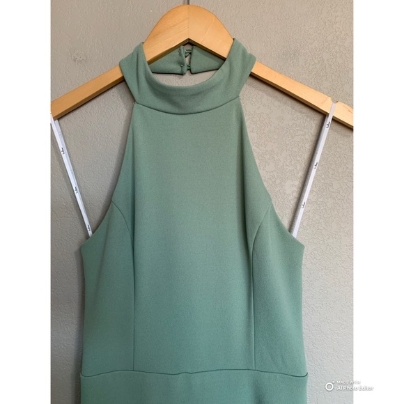 Lulus Small Majestic Perfection Sage Green Ruffled Halter Maxi Dress NWT - Picture 4 of 17